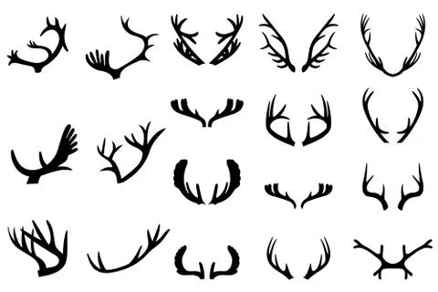 Collection of deer horns Stock Illustration