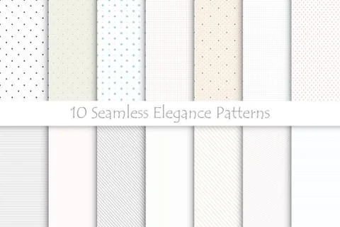 Collection of delicate seamless patterns. Ilustração Stock