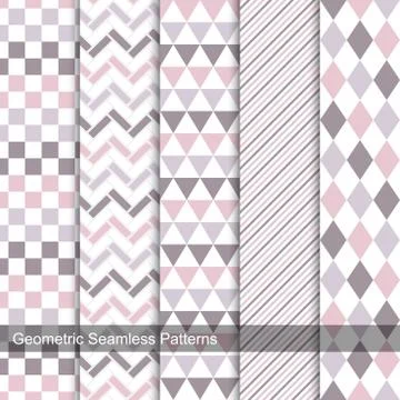 Collection of delicate seamless patterns. Illustrazione stock
