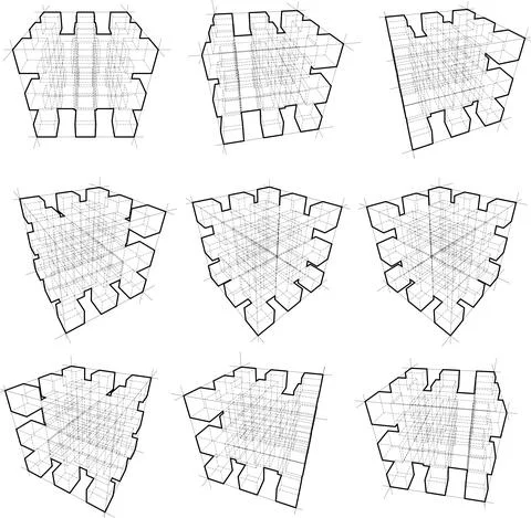 Collection of design elements composed of cubes Stock Illustration