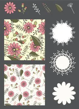 Collection of design elements for invitation, card, wedding. Stock Illustration