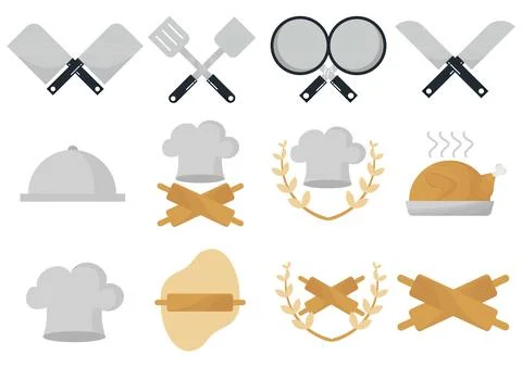 A collection of designs with a chef theme Stock Illustration