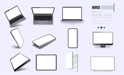 A collection of device at different angles. Vector illustration mockups Stock Illustration