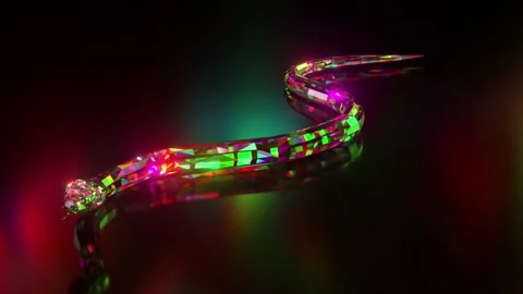 Collection of diamond animals. Crawling snake. Nature and animals concept. 3d Stock Footage 161184341