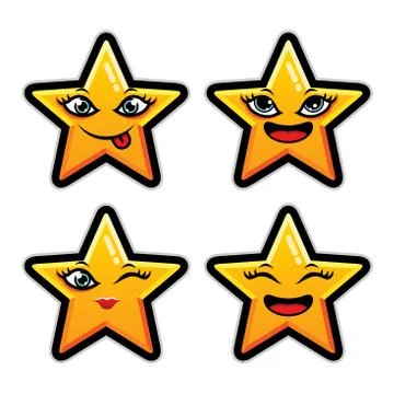 Collection of difference emoticon icon of cute star cartoon on white backgrou Illustrazione stock