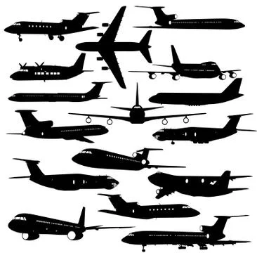 Collection of different  aircraft silhouettes.  vector illustration イラスト素材