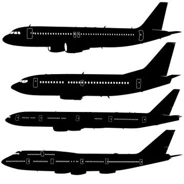Collection of different  aircraft silhouettes.  vector illustration イラスト素材