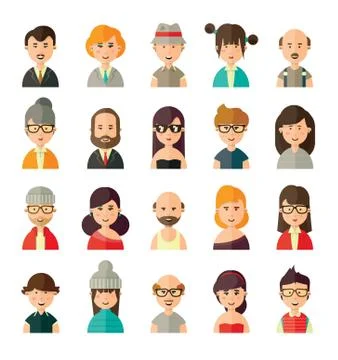 Collection of different avatars Stock Illustration