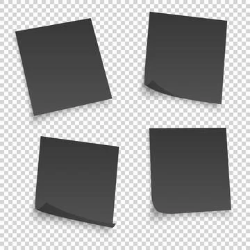 Collection of different black sheets. papers note with curled corner isolated Stock-Illustration