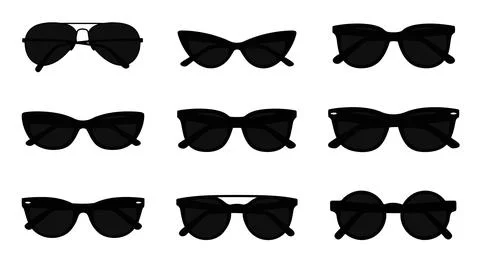 Collection of different black sunglasses for men and women Stockillustratie
