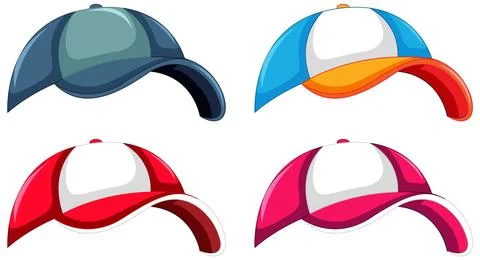 Collection of Different Caps Vector Illustrazione stock