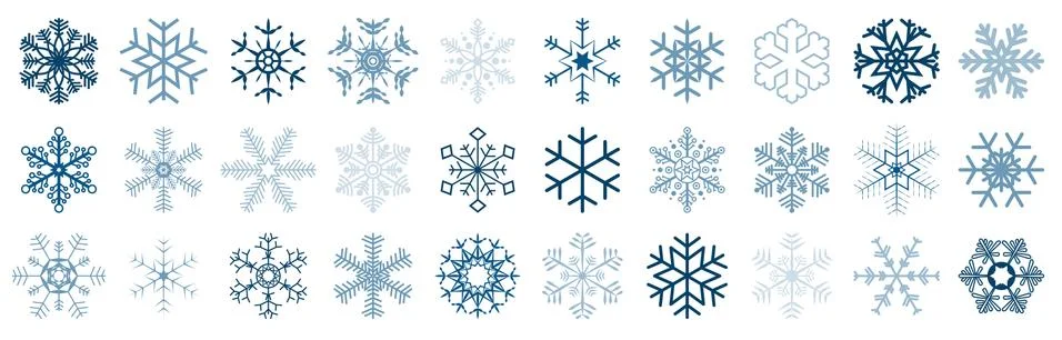 Collection of different christmas snow flakes Stock Illustration