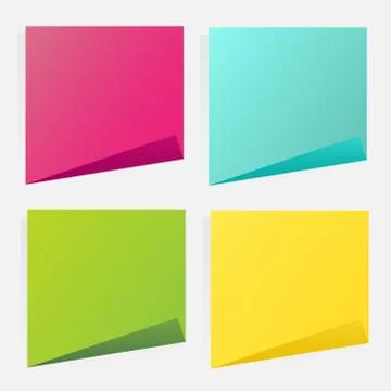 Collection of different colored sheets of note papers with push pin. Stock Illustration