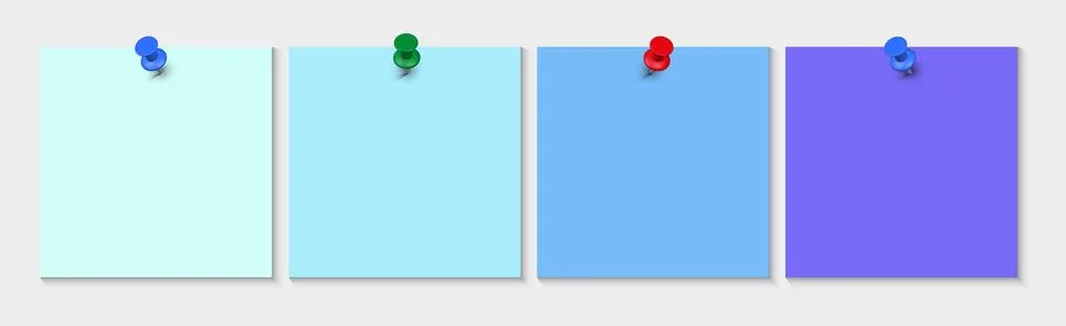 Collection of different colored sheets of note papers Illustrazione stock