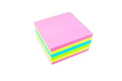 Collection of different colored sheets of note pages Stock Photos