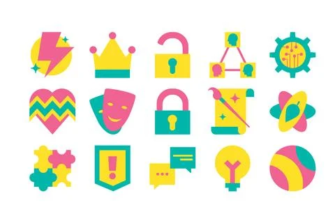 Collection Different Creative Design Set Icon Stock Illustration