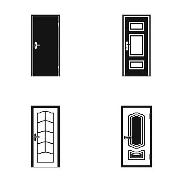 Collection of different door styles and designs Illustration