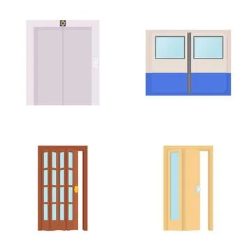 Collection of different door types with various designs Stock Illustration