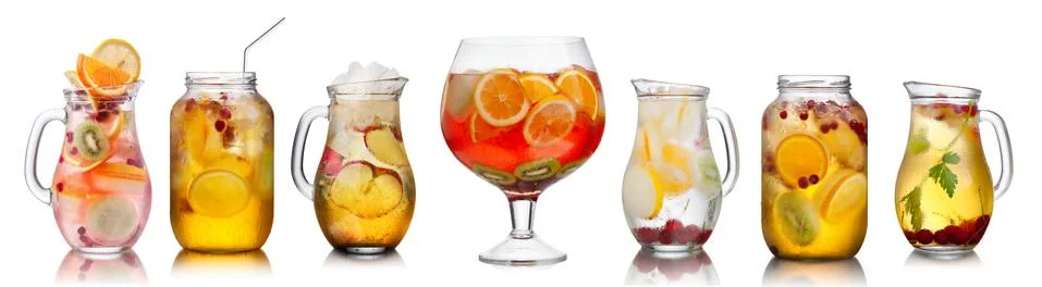 Collection of different drinks Stock Photos