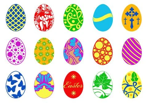 Collection of different easter eggs Stock Illustration