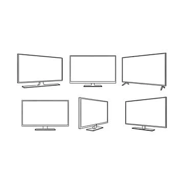 Collection of different flat screen television set designs in various style.. Stock Illustration