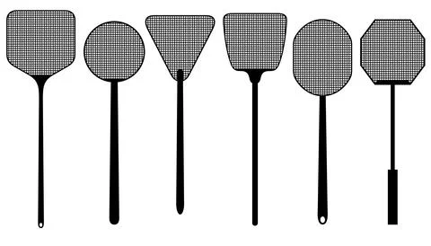 Collection of different fly swatters Stock Illustration