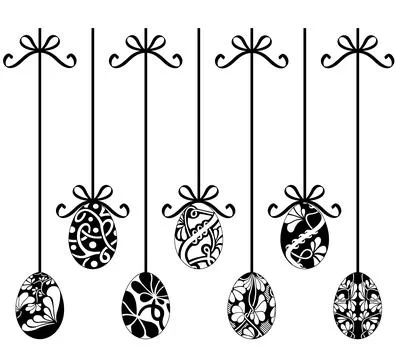 Collection of different hanging Easter egg decorations Stock Illustration