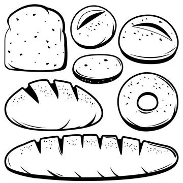 Collection of different kinds of bread. Vector illustration Stock Illustration
