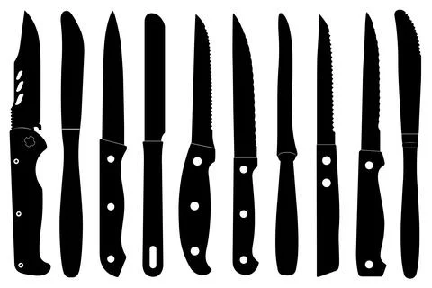 Collection of different kitchen knife illustrations Stockillustratie