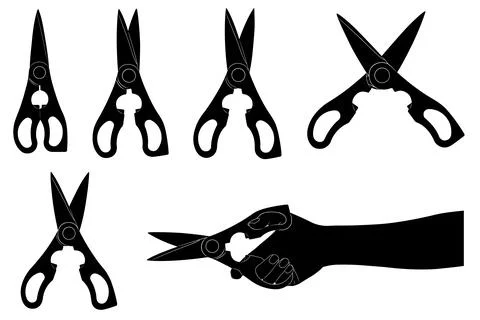 Collection of different kitchen scissors Stock Illustration