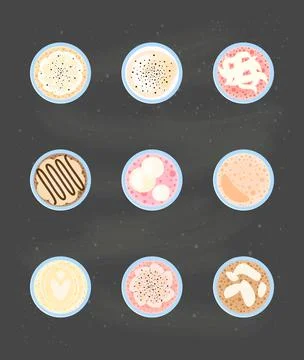 Collection of different milkshakes or smoothies. イラスト素材