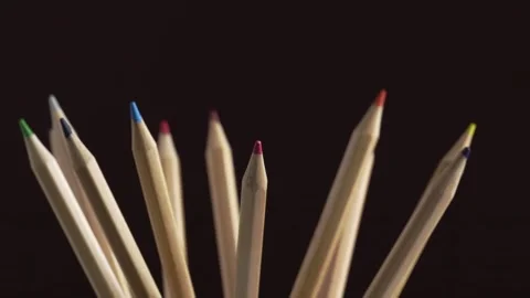 Collection of different multicolored school pencils used in drawing and col.. Stock Footage 247548254