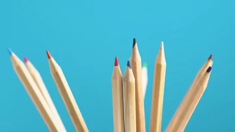 Collection of different multicolored school pencils used in drawing and col.. Stock Footage 247548690