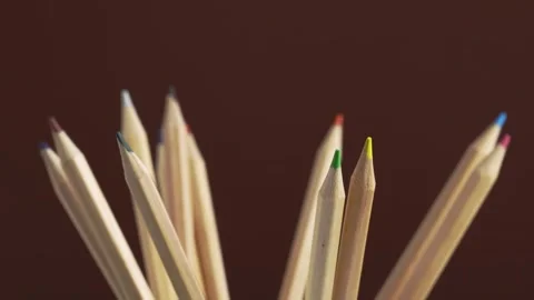 Collection of different multicolored school pencils used in drawing and col.. Stock Footage 249663006