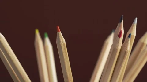 Collection of different multicolored school pencils used in drawing and col.. Stock Footage 249926076