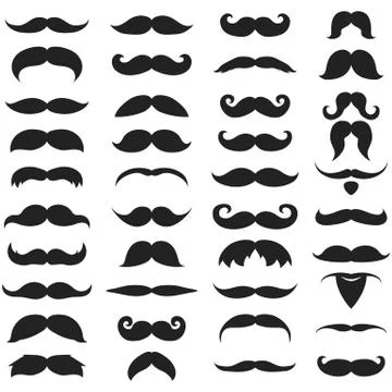Collection of different mustache and beard of men Stock Illustration
