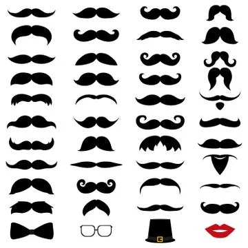 Collection of different mustache and beard of men Illustrazione stock