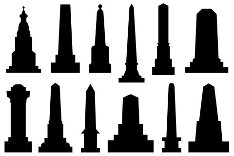 Collection of different obelisks illustration Ilustración de archivo
