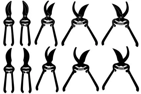 Collection of different pruning shears Ilustración de archivo