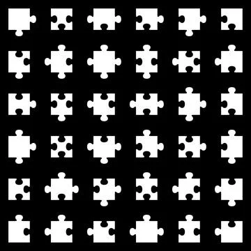 Collection of different puzzle pieces Stock Illustration