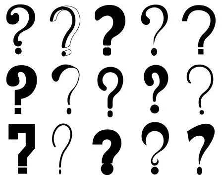 Collection of different question mark signs Stock Illustration