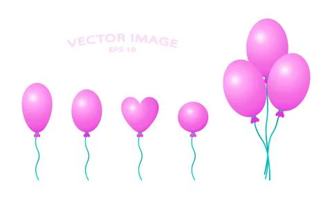 Collection of different realistic balloons Stock Illustration