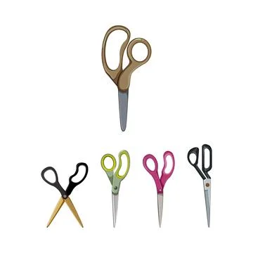 Collection of different scissors symbolizing creativity and tools Illustrazione stock