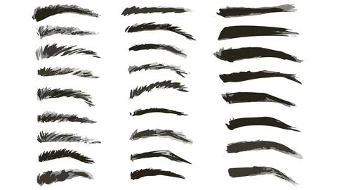 Collection of different shapes of eyebrows on a white background Stock Illustration