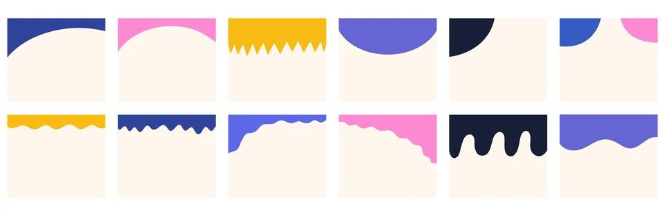 Collection of different shapes header or footer for square post or websites.  Stock Illustration