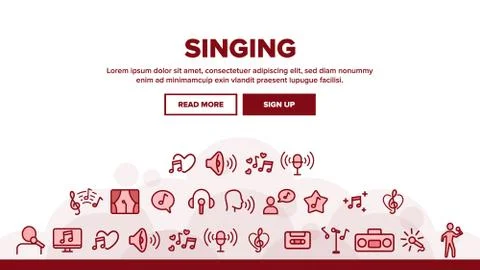 Collection Different Singing Icons Set Vector Ilustración de archivo