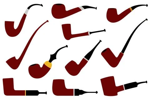 Collection of different smoking pipes Stock Illustration
