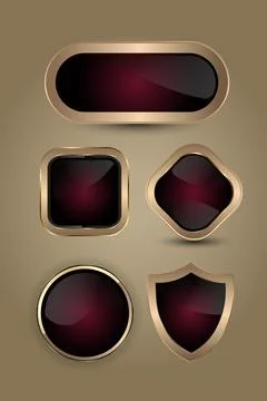 Collection of different Smooth red gradient buttons and sleek black-red sur.. Stock Illustration