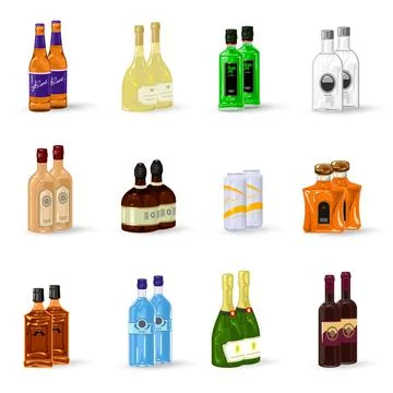Collection of different types of beverages Stock Illustration