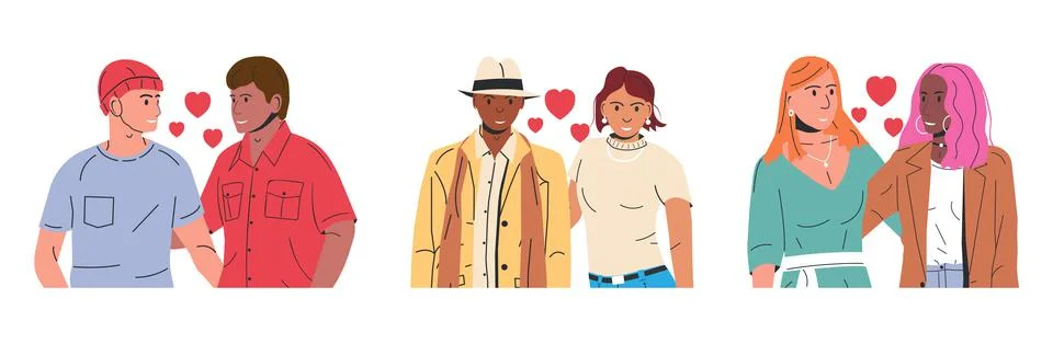 Collection of Different Types of Couples. Stock Illustration